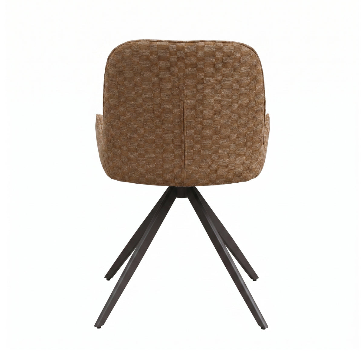 Leander brown block-pattern fabric dining chair