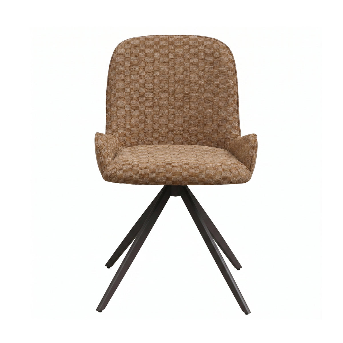 Leander brown block-pattern fabric dining chair