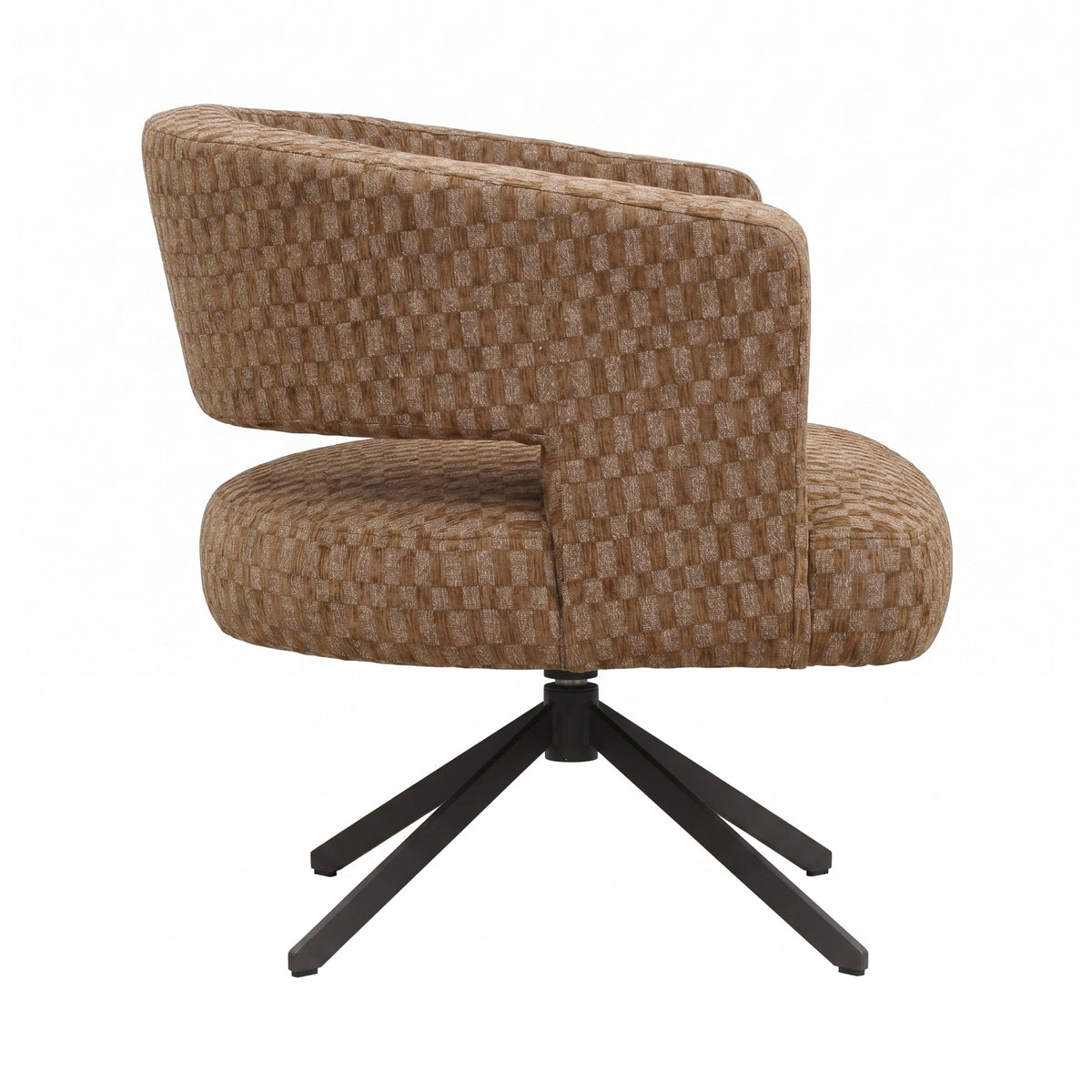 Baldr brown block-pattern fabric dining chair