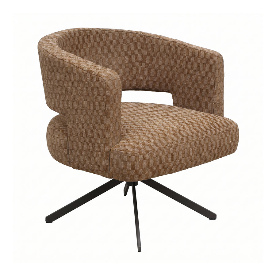 Baldr brown block-pattern fabric dining chair