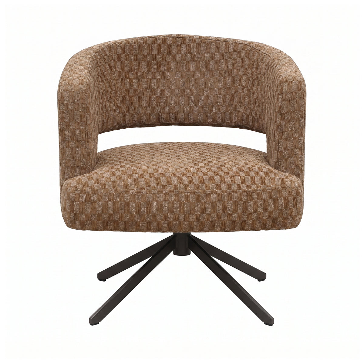 Baldr brown block-pattern fabric dining chair