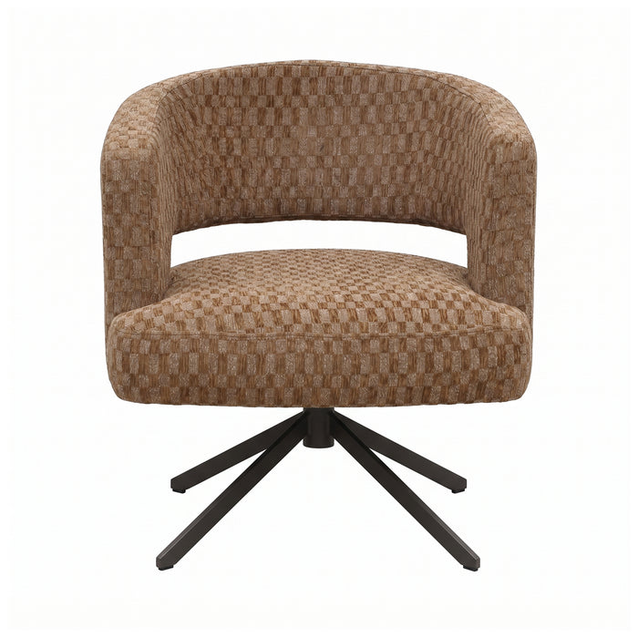 Baldr brown block-pattern fabric dining chair