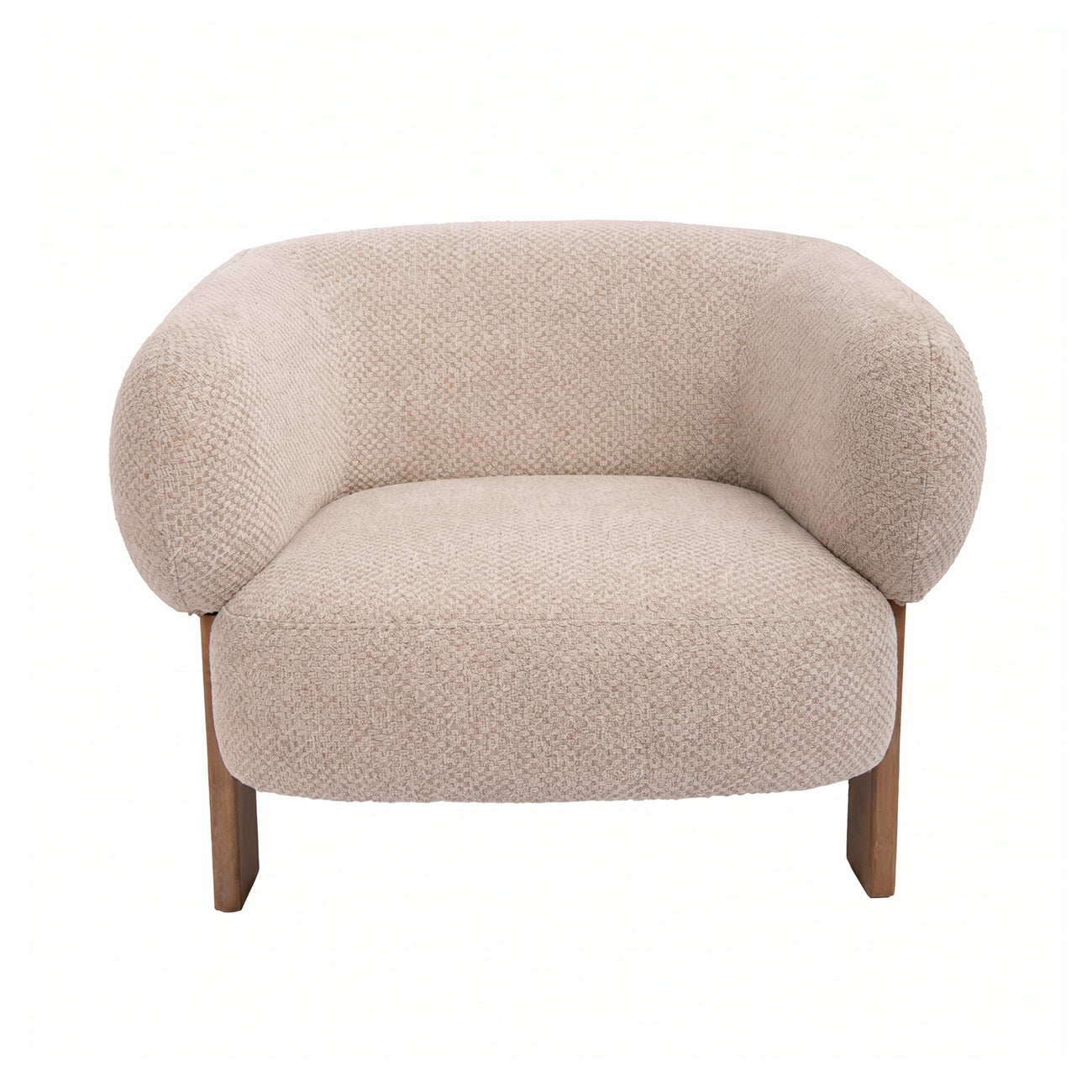 Nomy cream teddy armchair with rubberwood legs