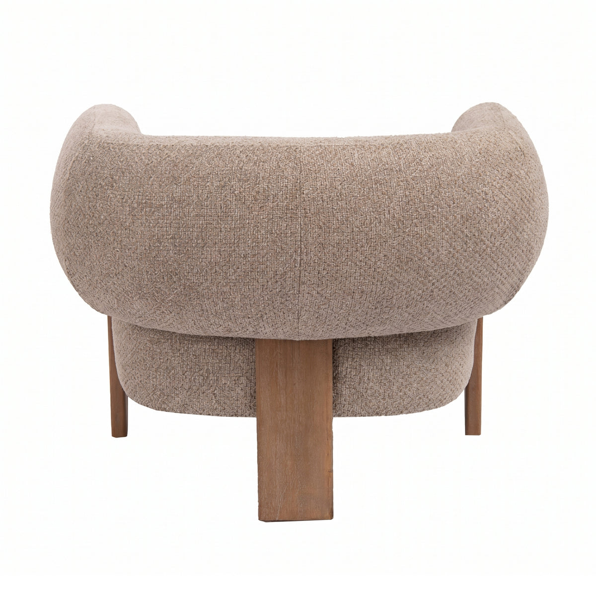 Nomy taupe fabric armchair with rubberwood frame