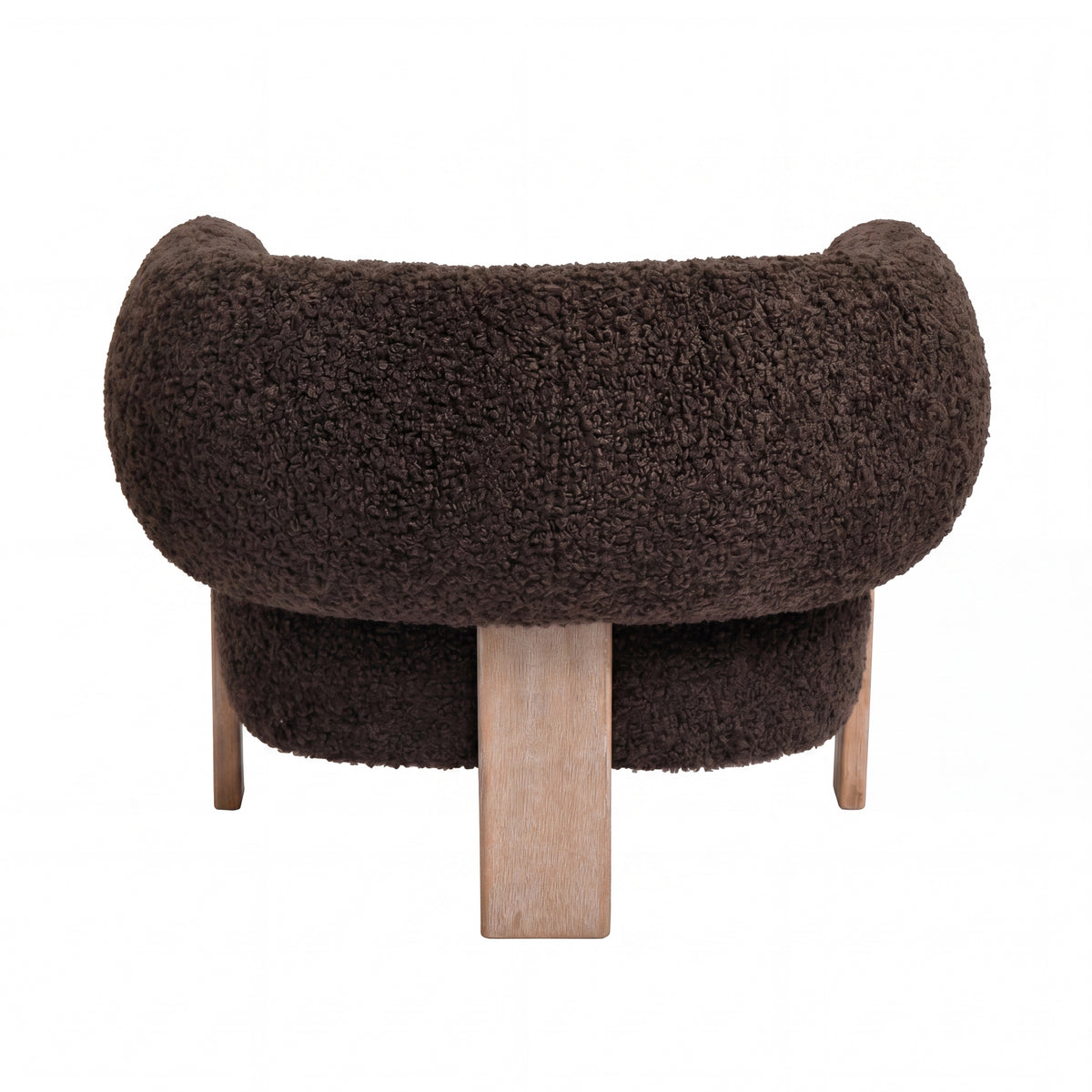 Nomy brown teddy fabric armchair with rubberwood frame