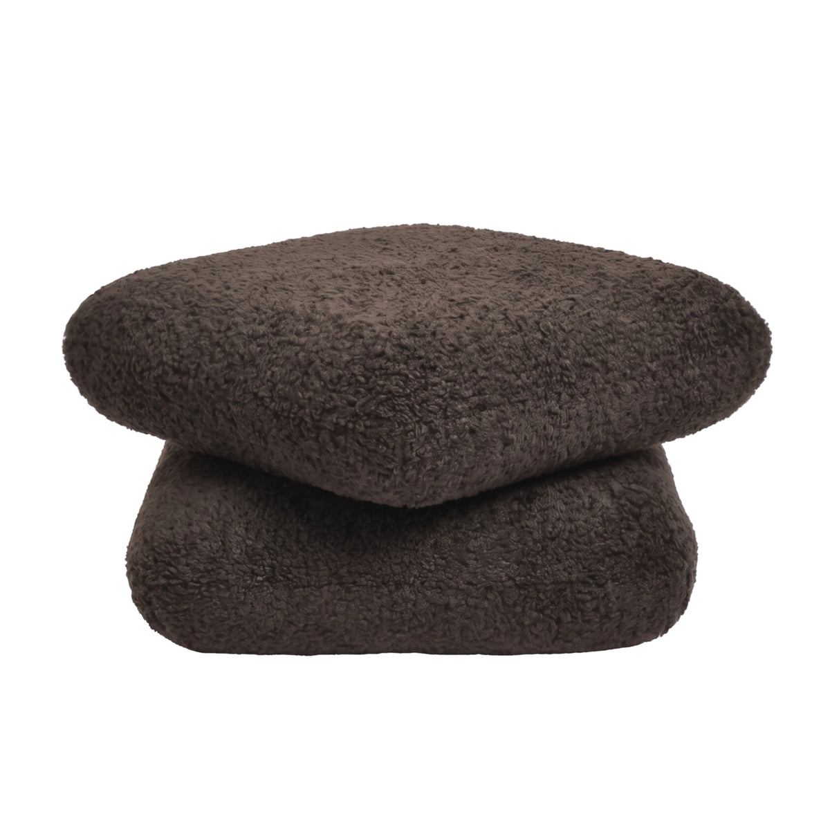 Aro brown teddy fabric rotating pouf