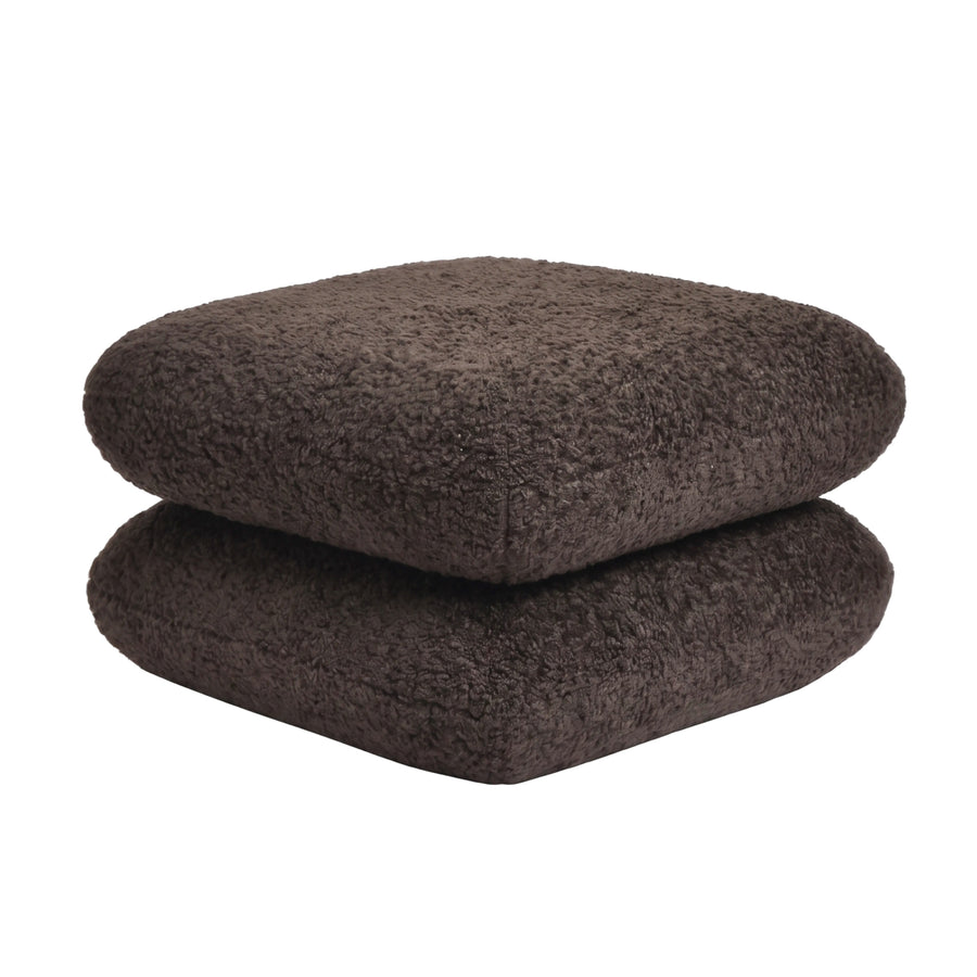 Aro brown teddy fabric rotating pouf
