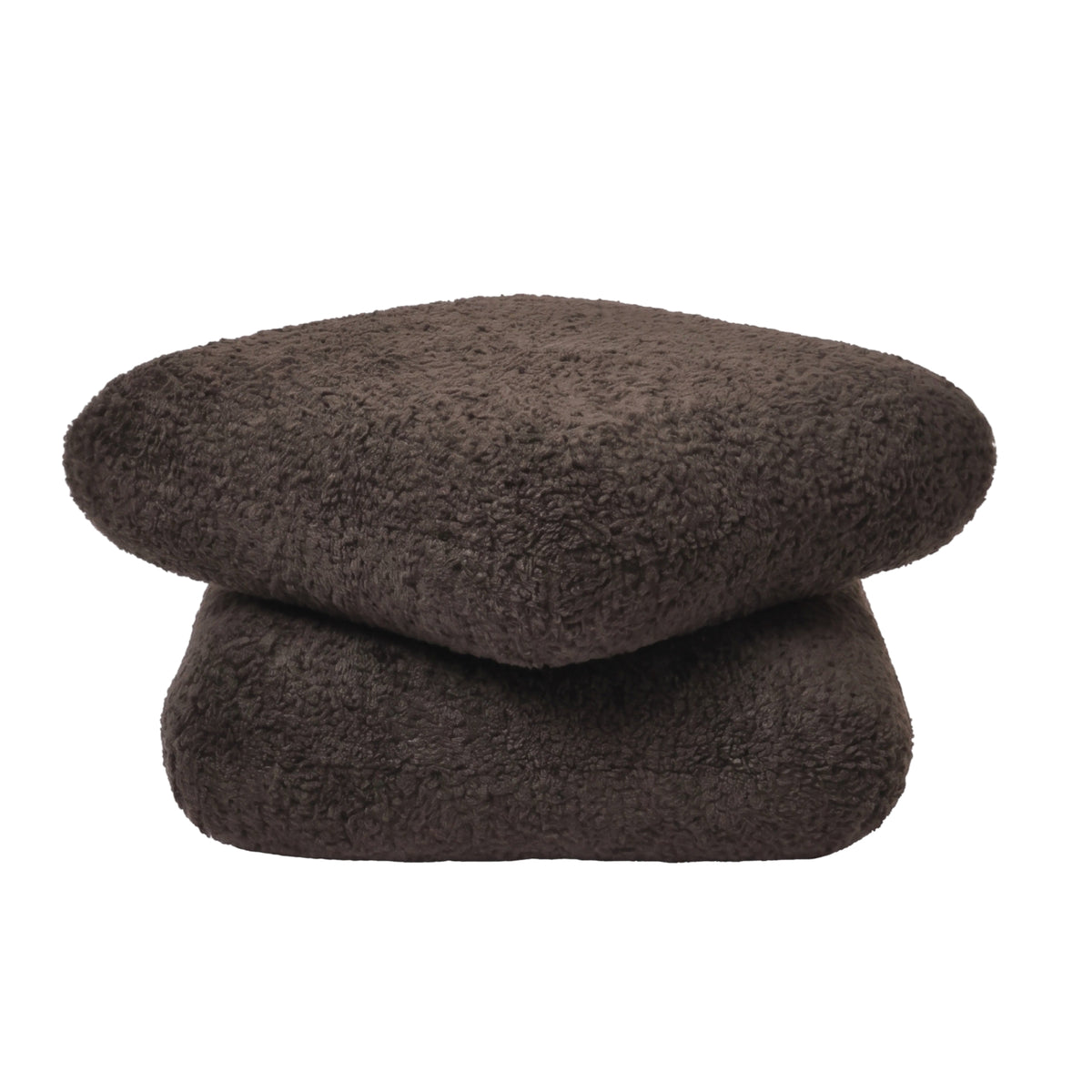 Aro brown teddy fabric rotating pouf