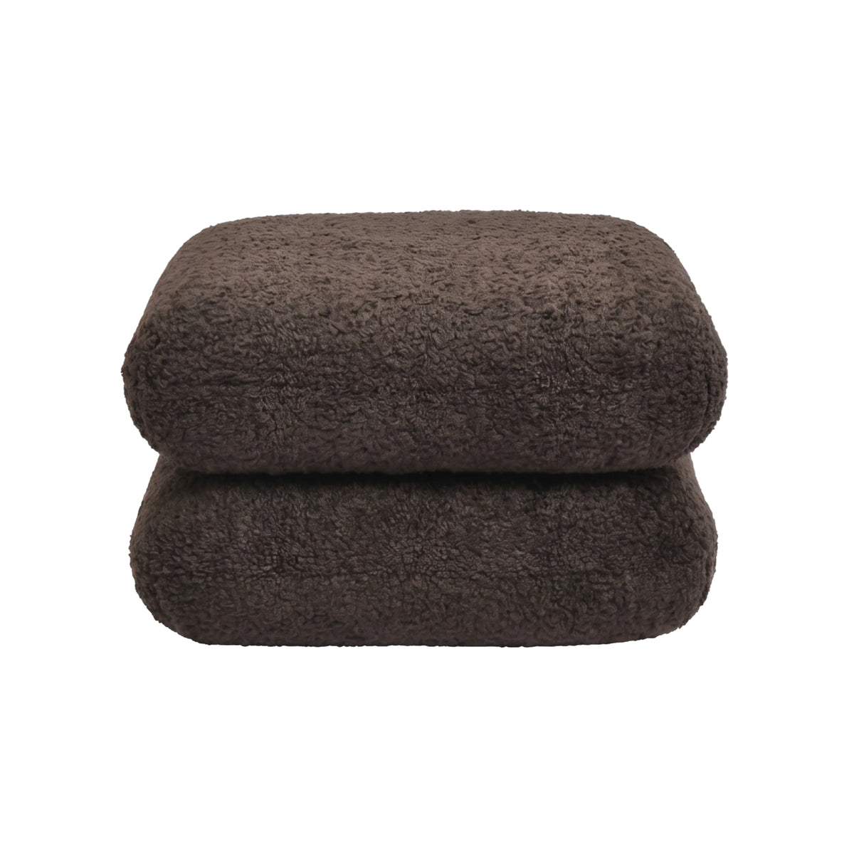 Aro brown teddy fabric rotating pouf