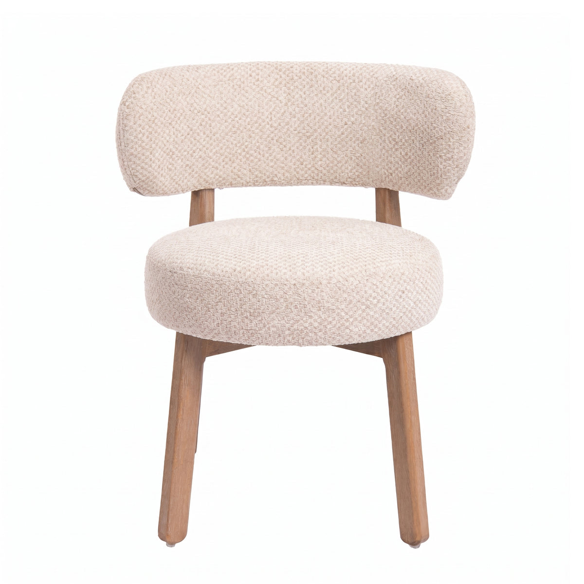 Lior cream teddy dining chair with rubberwood legs