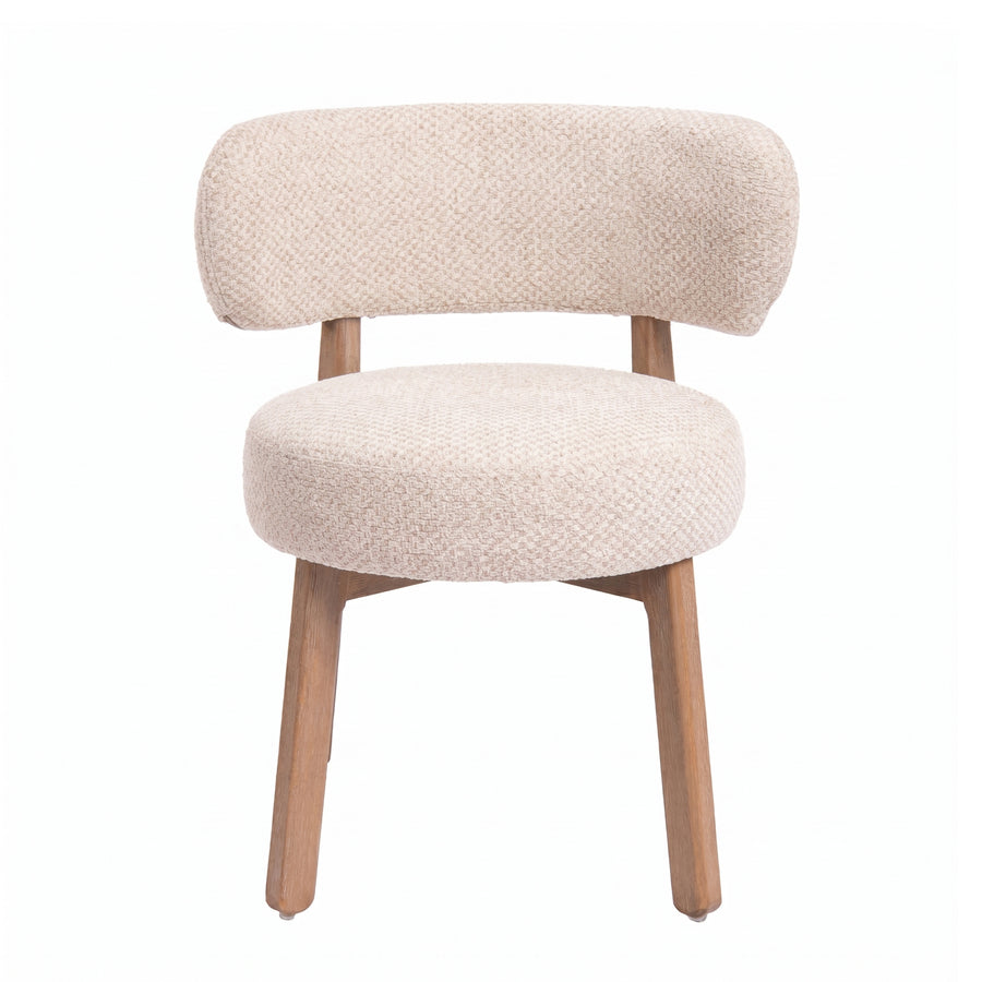 Lior cream teddy dining chair with rubberwood legs