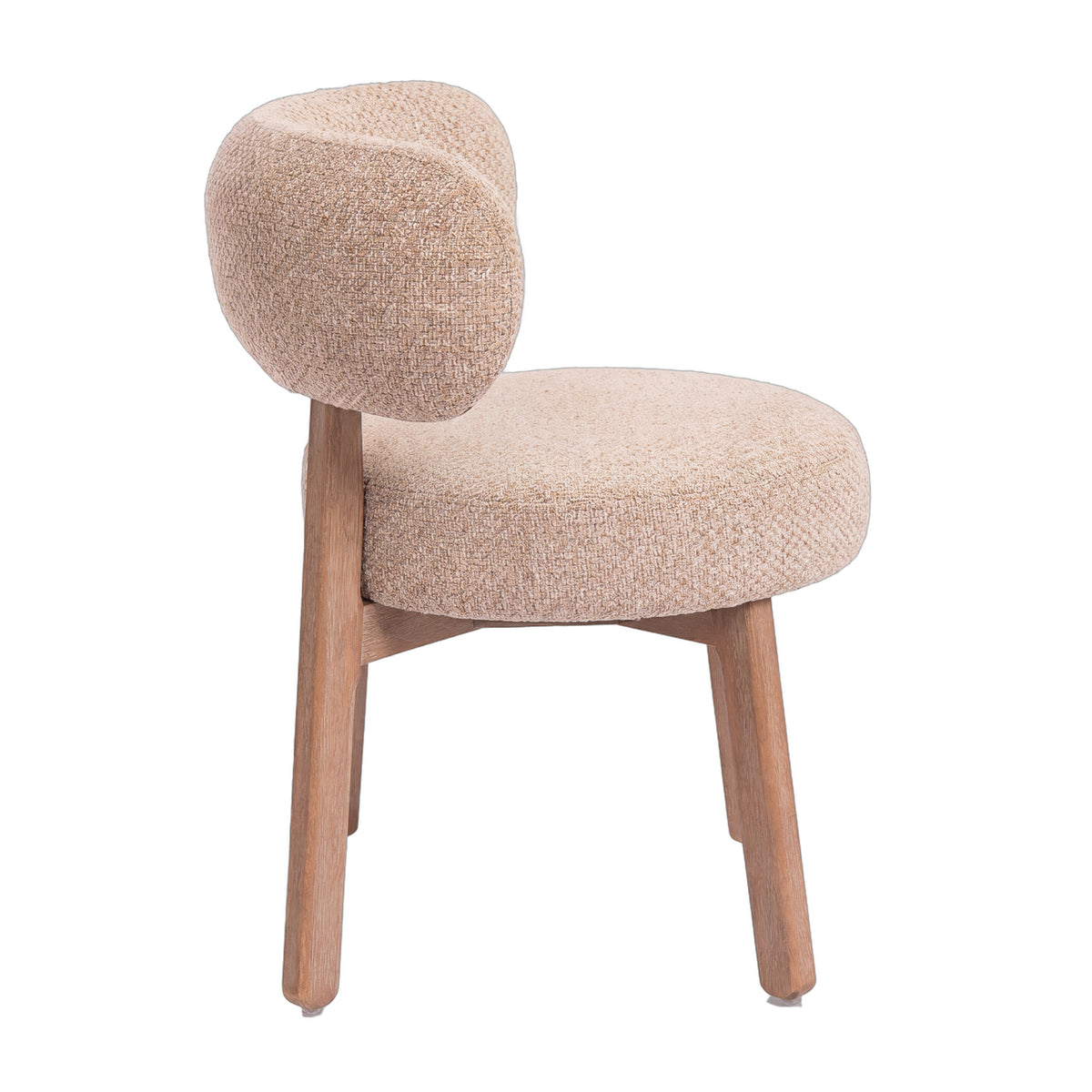Lior taupe fabric dining chairs with rubberwood frame, set of two
