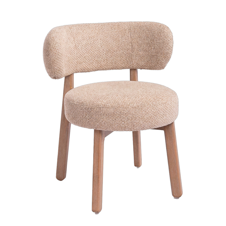 Lior taupe fabric dining chairs with rubberwood frame, set of two