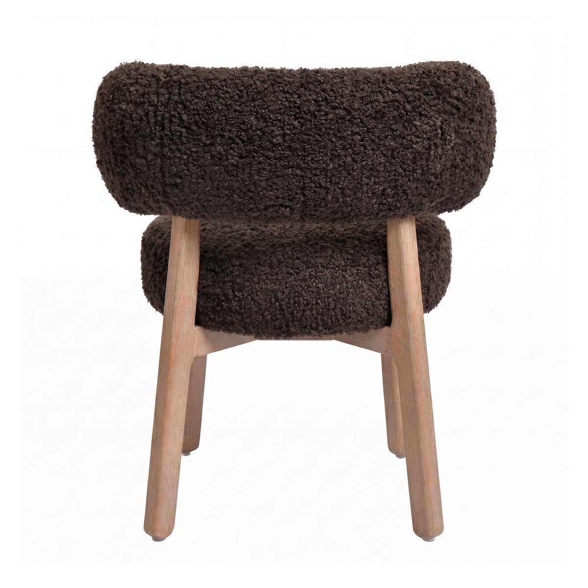 Lior brown teddy fabric dining chairs with rubberwood frame, set of two