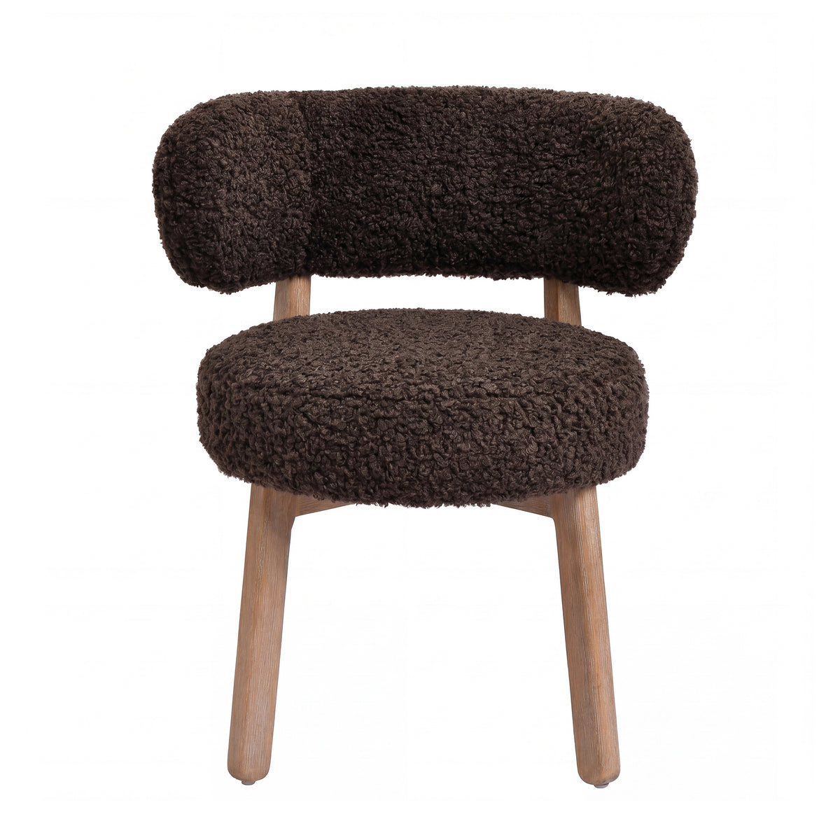 Lior brown teddy fabric dining chairs with rubberwood frame, set of two