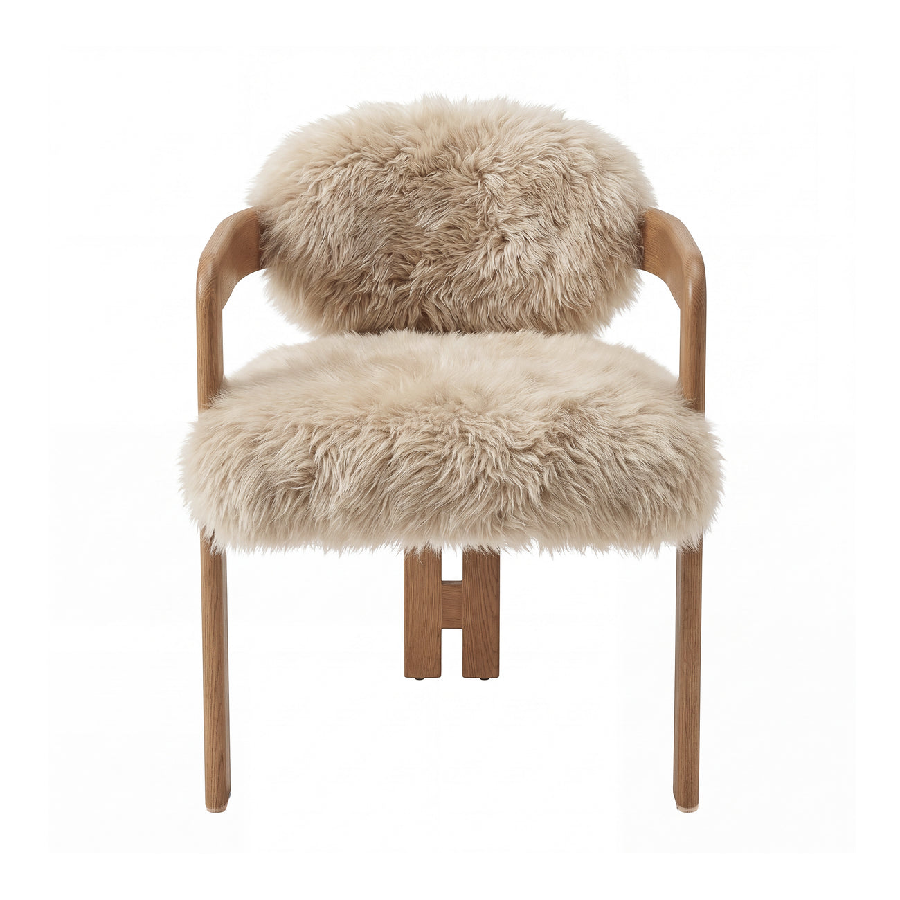 Avelon beige sheepskin dining chair with ash wood frame