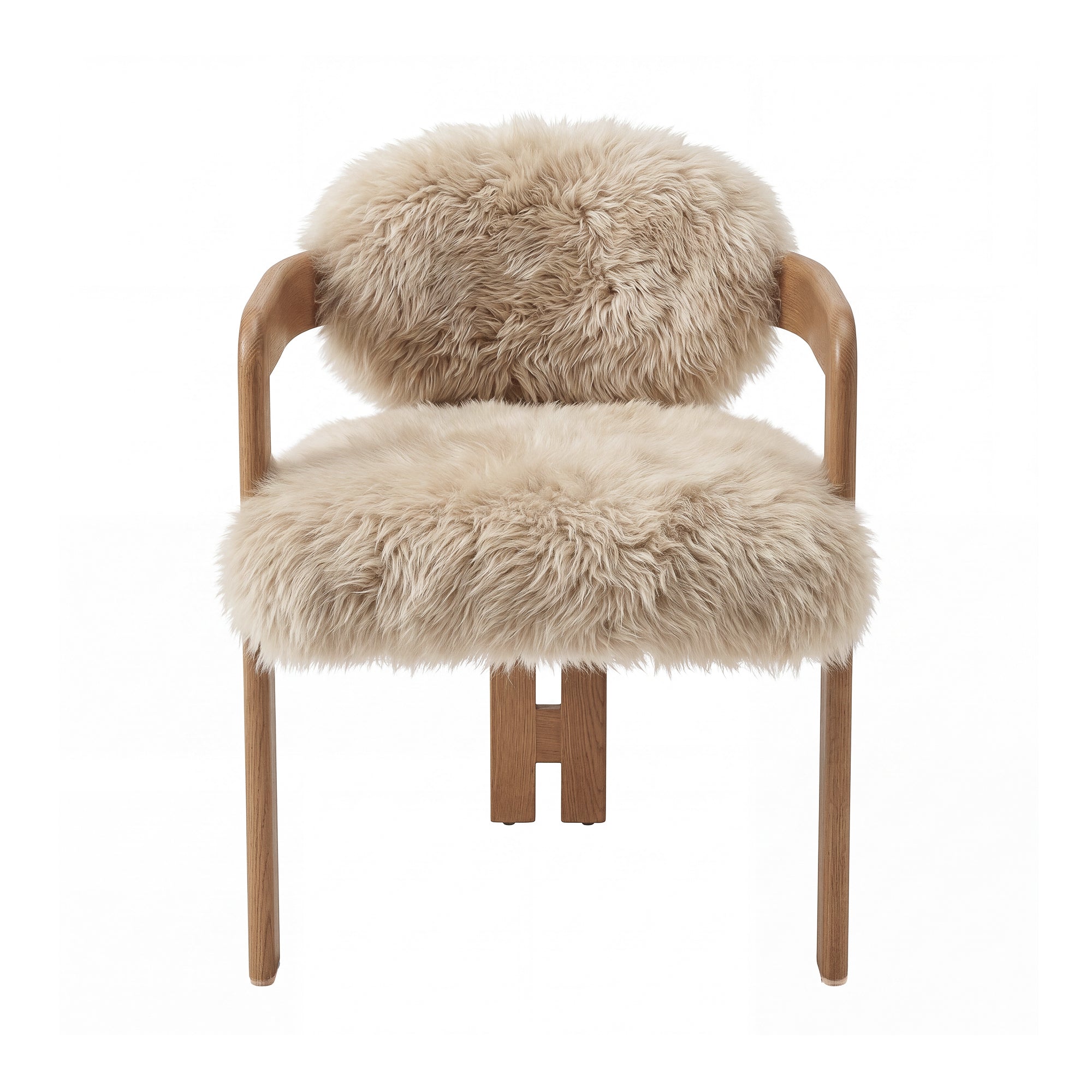 Avelon beige sheepskin dining chair with ash wood frame