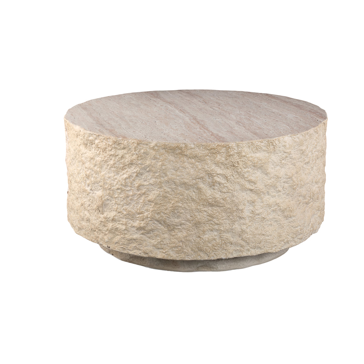 Cennie natural rough-textured round coffee table