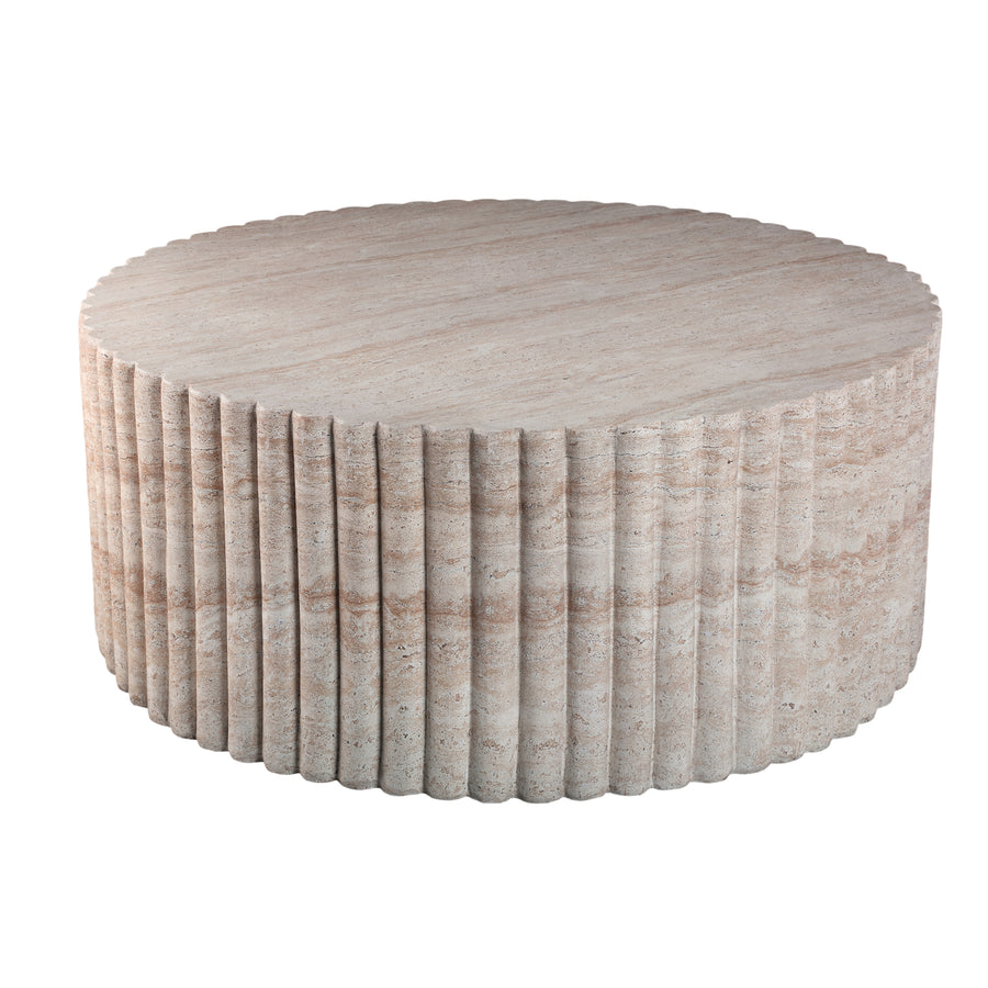 Cennie natural ribbed-side coffee table, large
