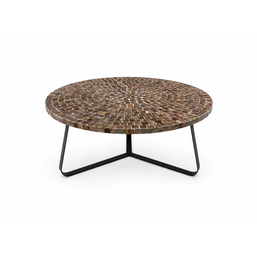 Kenzy bronze capiz shell round coffee table