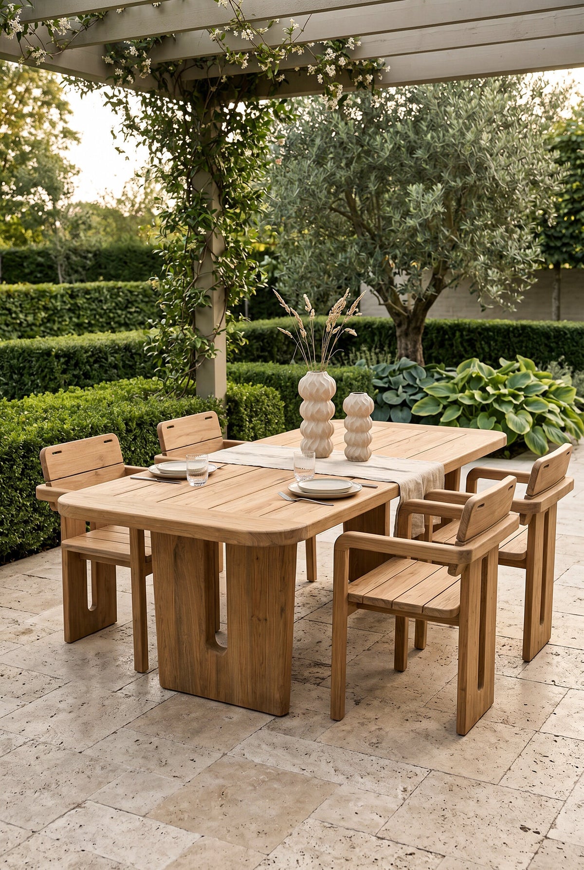 Danni natural teak rectangular dining table, 220cm