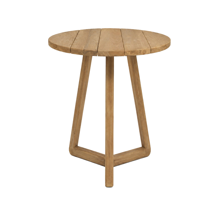 Danni natural teak bar table with cross base