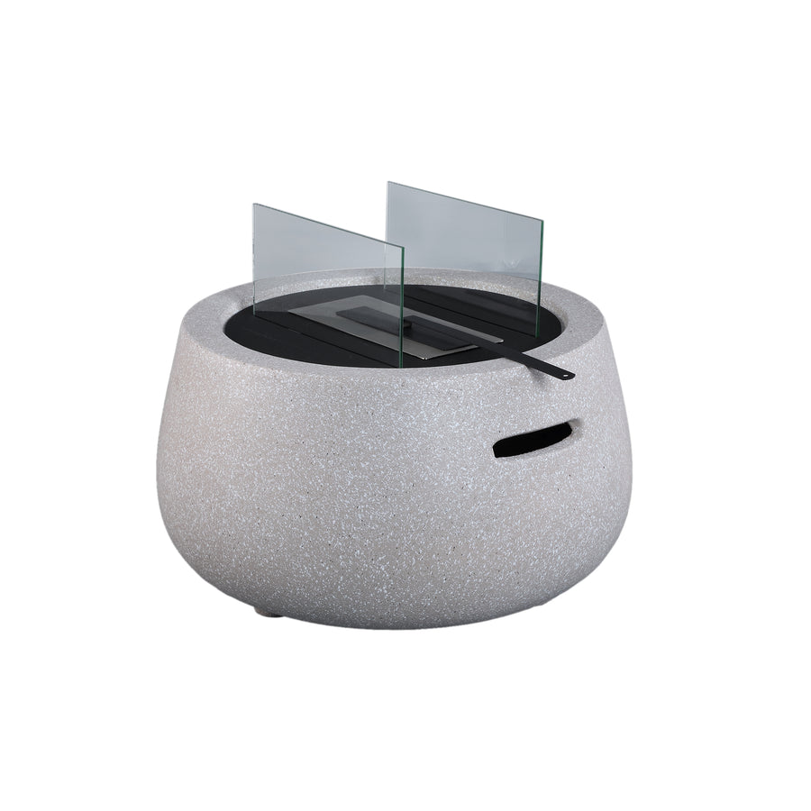 Kaysia beige bio-ethanol fireplace, rounded