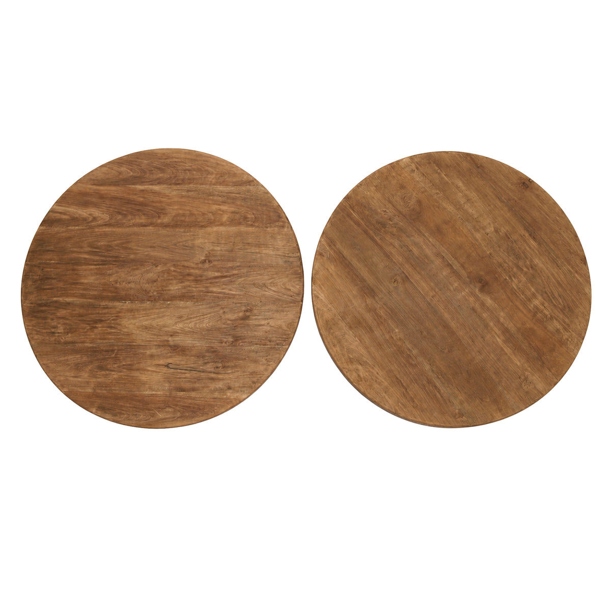 Marvan light brown teak round coffee table, tapered, small
