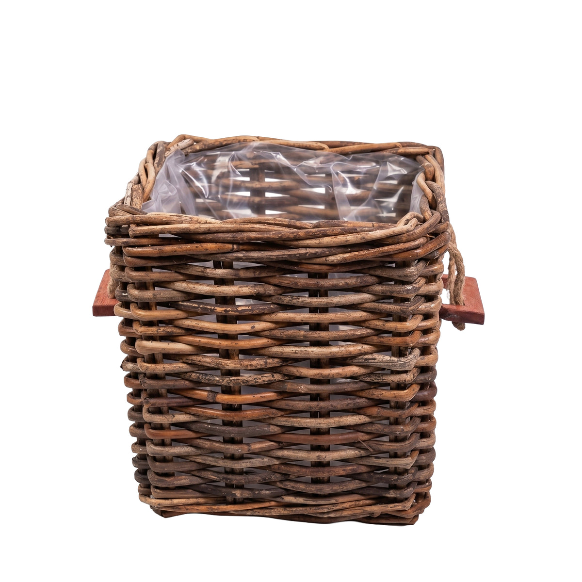 Valyn dark brown woven rattan square basket set
