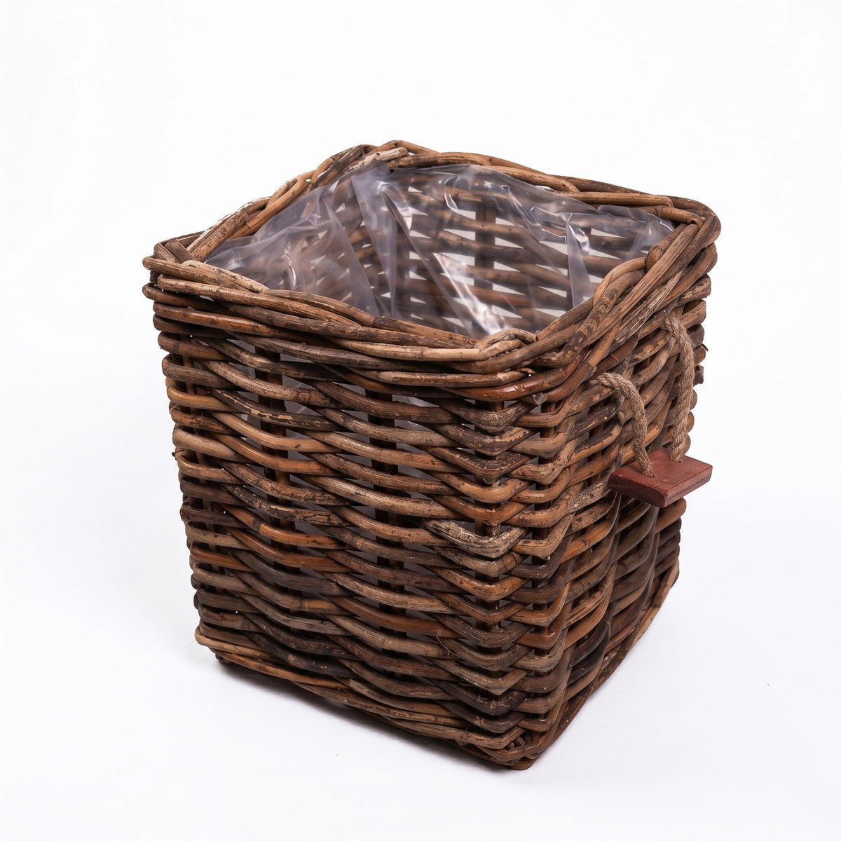 Valyn dark brown woven rattan square basket set