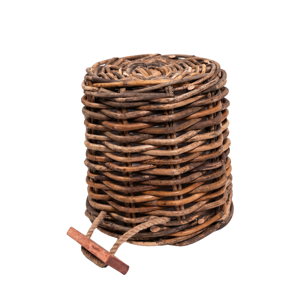 Valyn dark brown woven rattan round basket set