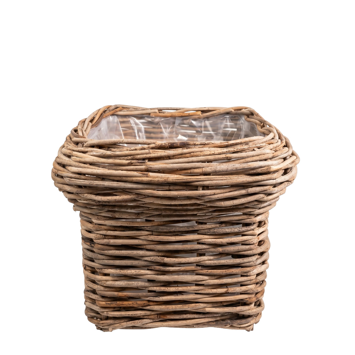Jellis natural woven rattan square basket with thick border, set