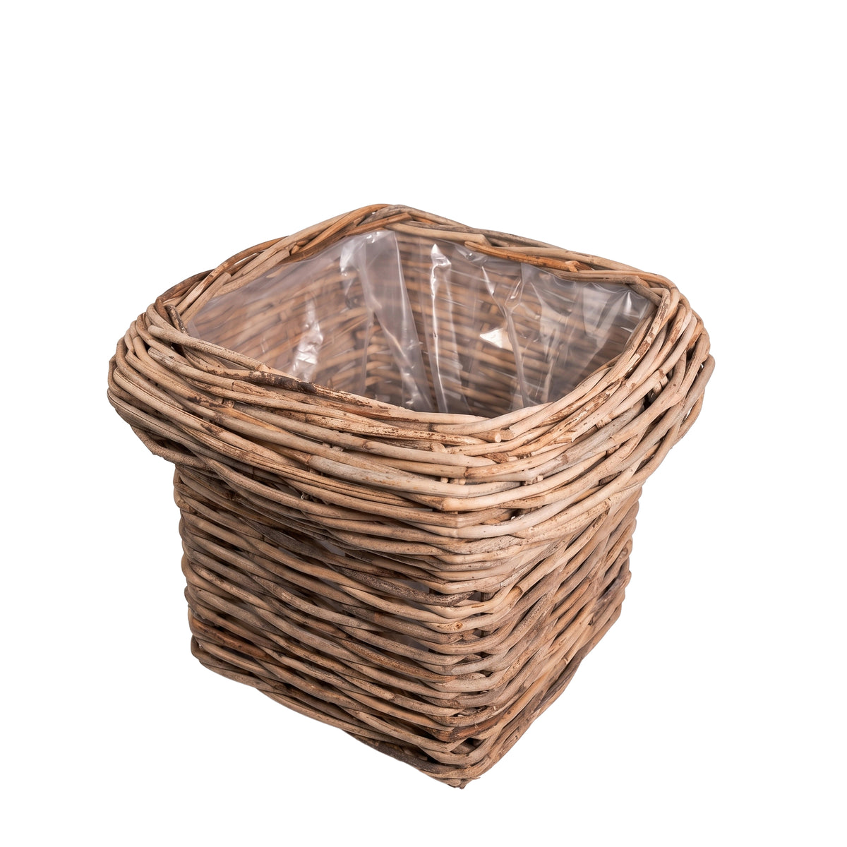 Jellis natural woven rattan square basket with thick border, set
