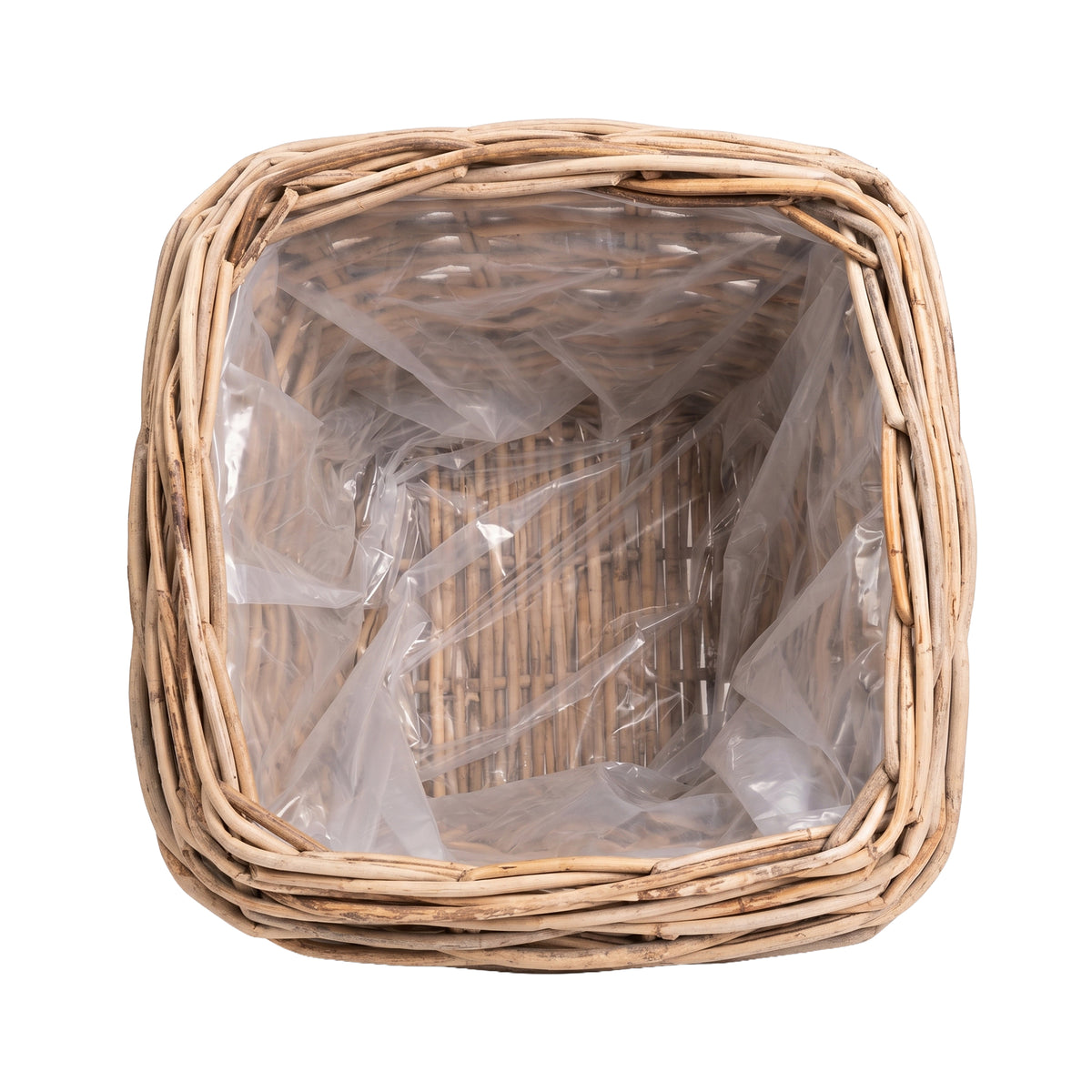 Jellis natural woven rattan square basket with thick border, set