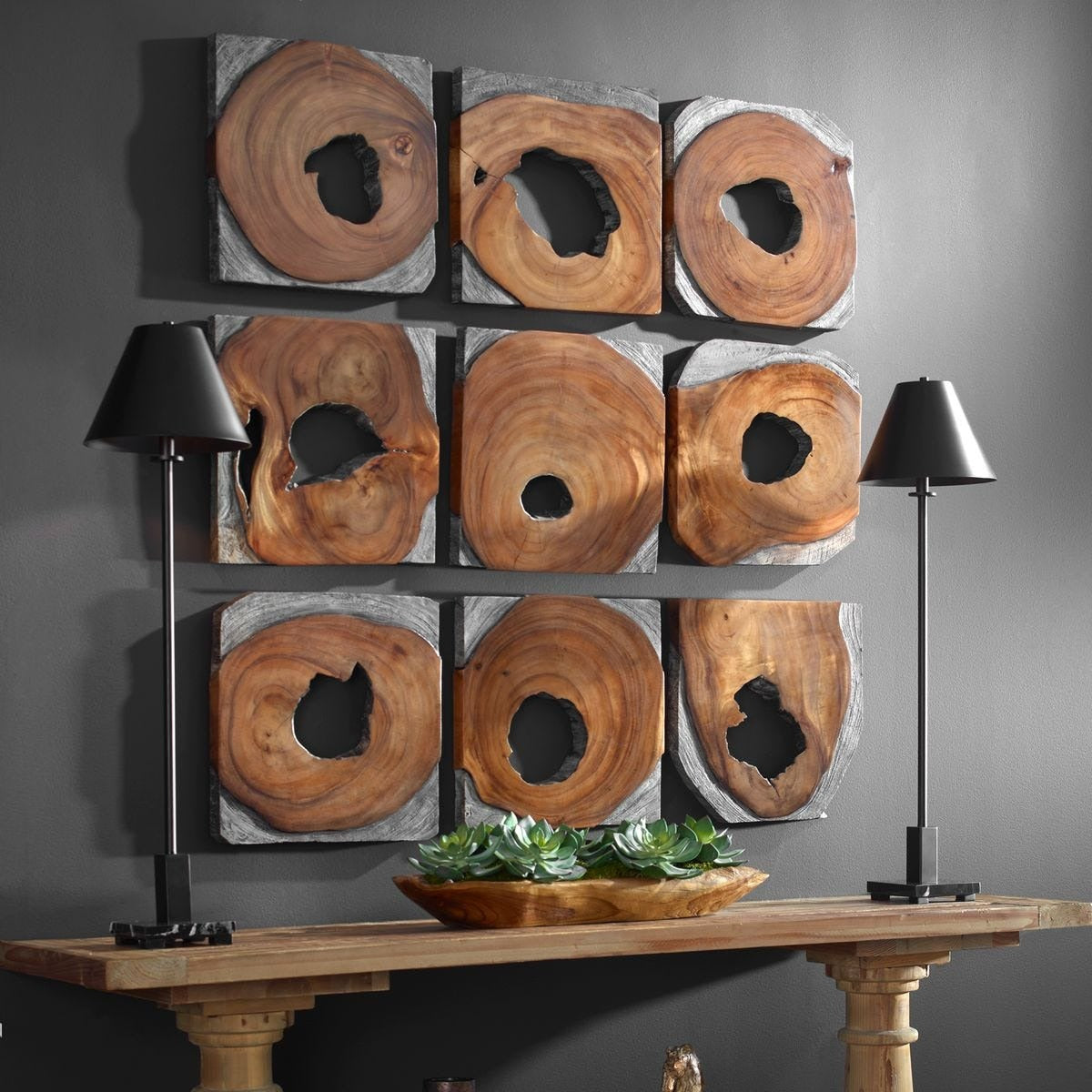 Jungle Wood Paneled Wall Art – Set of 9
