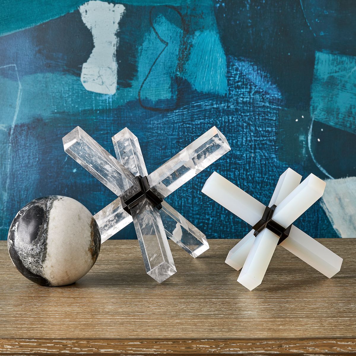 Double Cross Sculpture – Faux Quartz Crystal