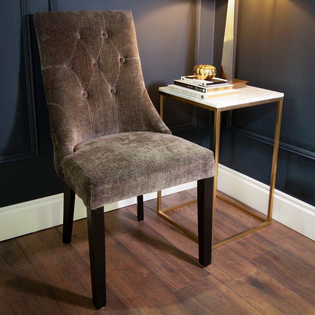 Addie Chair in painted black and luxe mushroom — detail