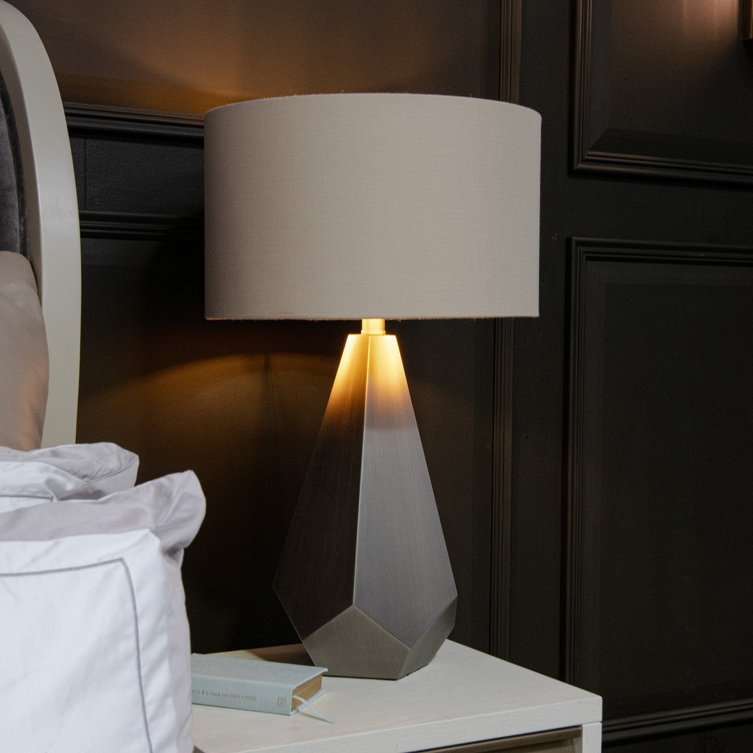 Agato Gunmetal Table Lamp in brushed gunmetal and soft latte — alternative angle