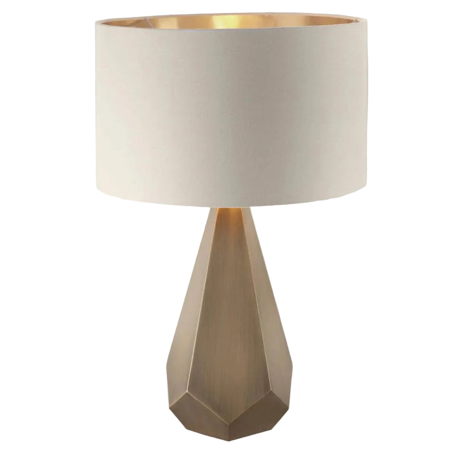 Agato Table Lamp in antique brass and soft latte — front view