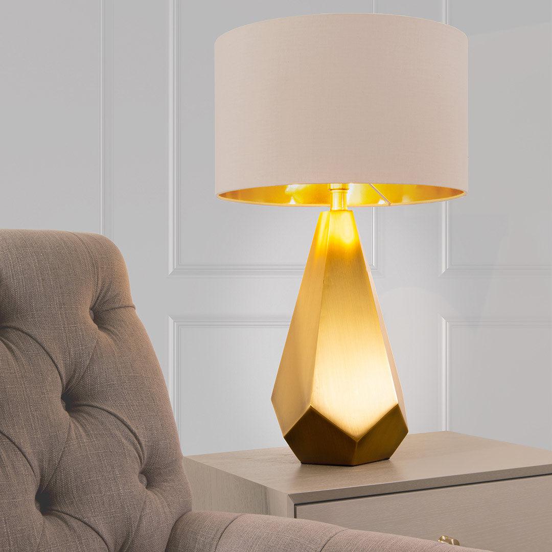 Agato Table Lamp in antique brass and soft latte — alternative angle