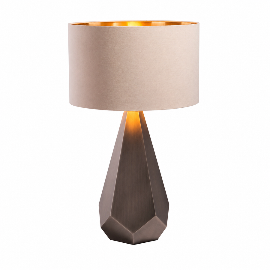 Agato Gunmetal Table Lamp in brushed gunmetal and soft latte — front view