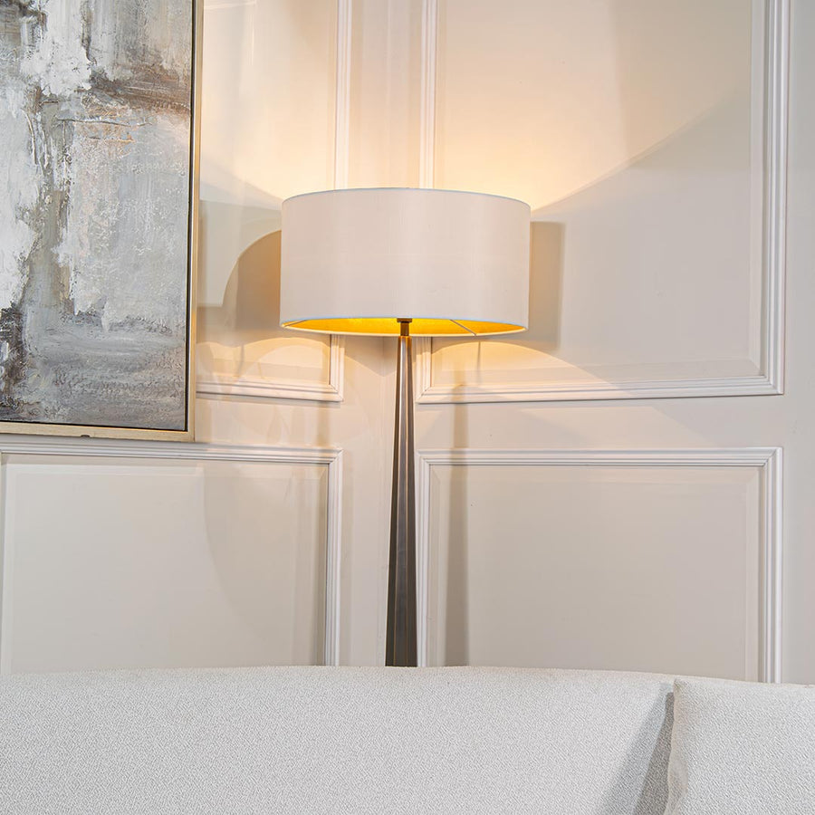 Aisone Dark Antique Brass Floor Lamp in brass and cream — detail