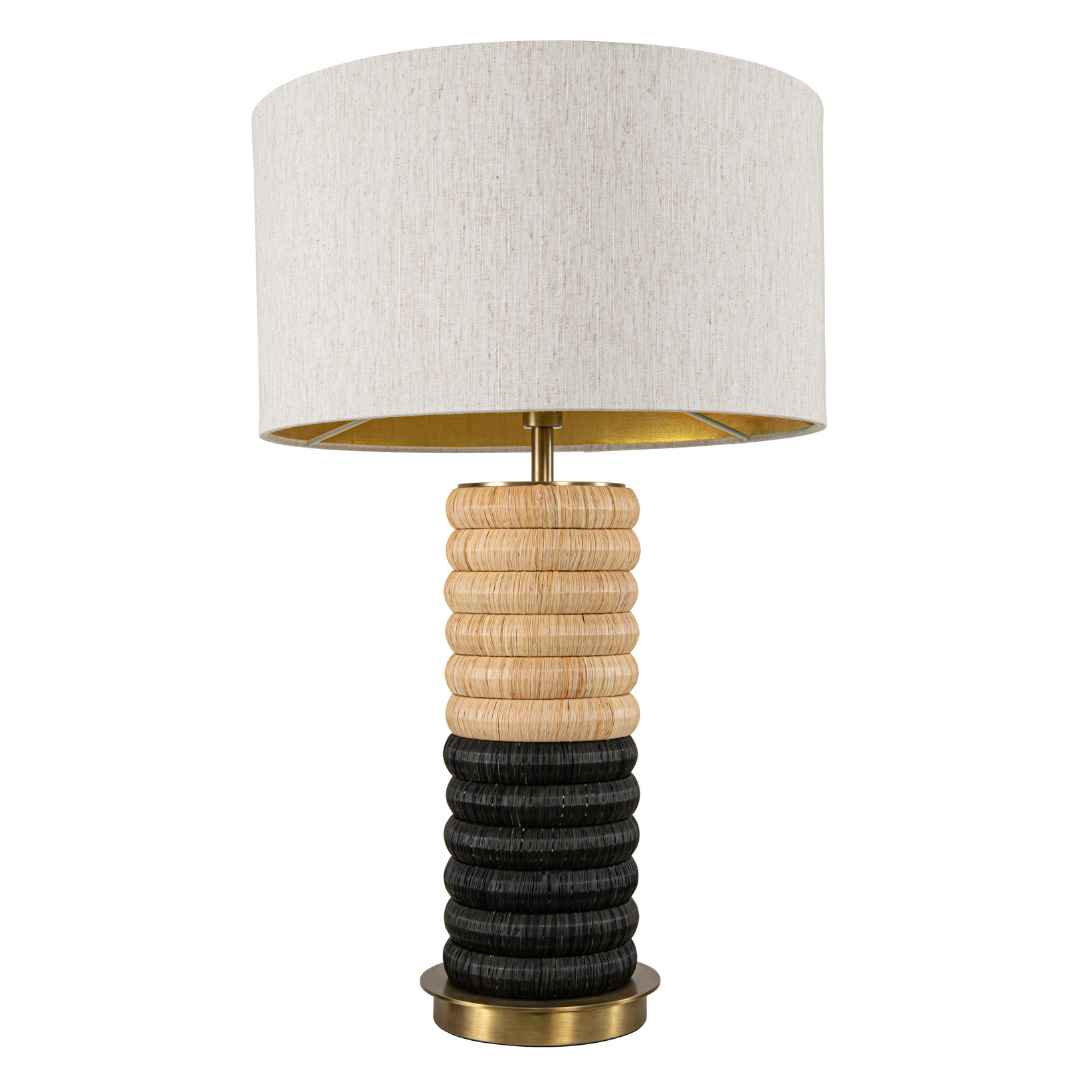 Aitla Table Lamp in antique brass and oatmeal — alternative angle
