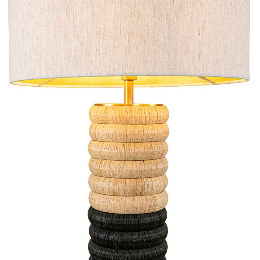 Aitla Table Lamp in antique brass and oatmeal — detail