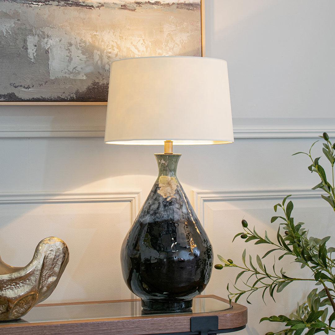 Aketa Blue Glaze Table Lamp