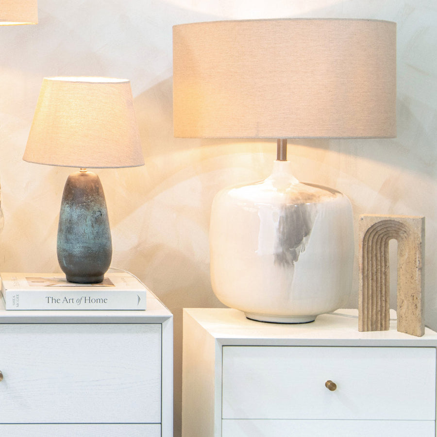 Aketa Little Table Lamp in brushed blue — detail