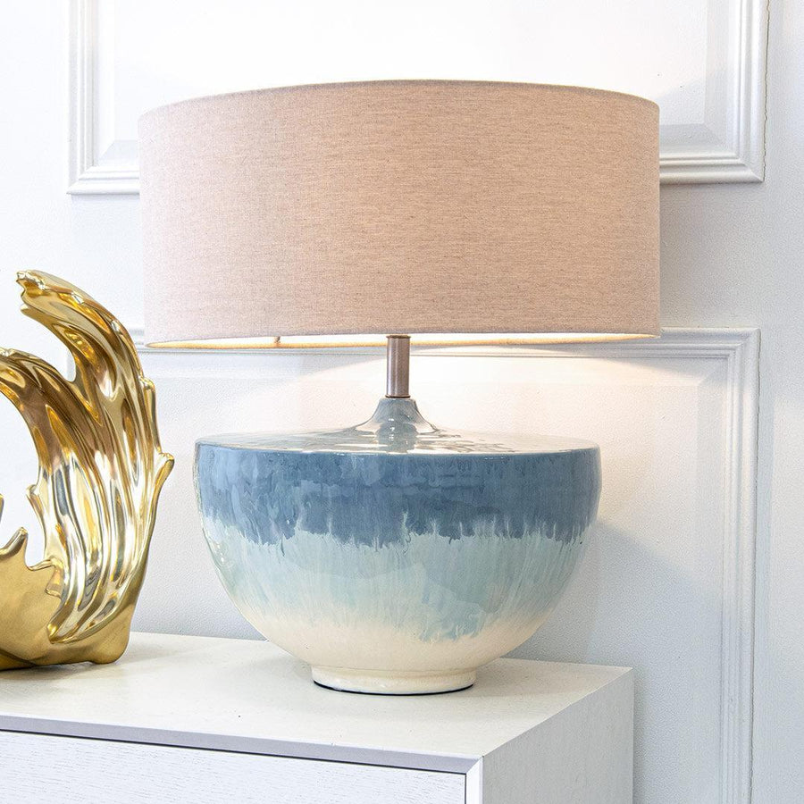 Aketa Large Table Lamp in gloss blue — detail