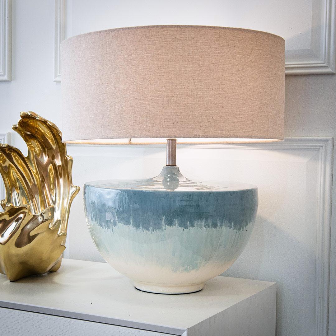 Aketa Large Table Lamp in gloss blue — front view