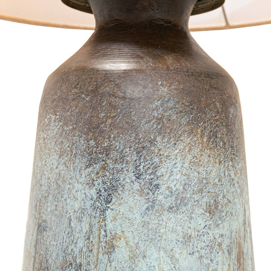 Aketa Tall Table Lamp in brushed blue — detail