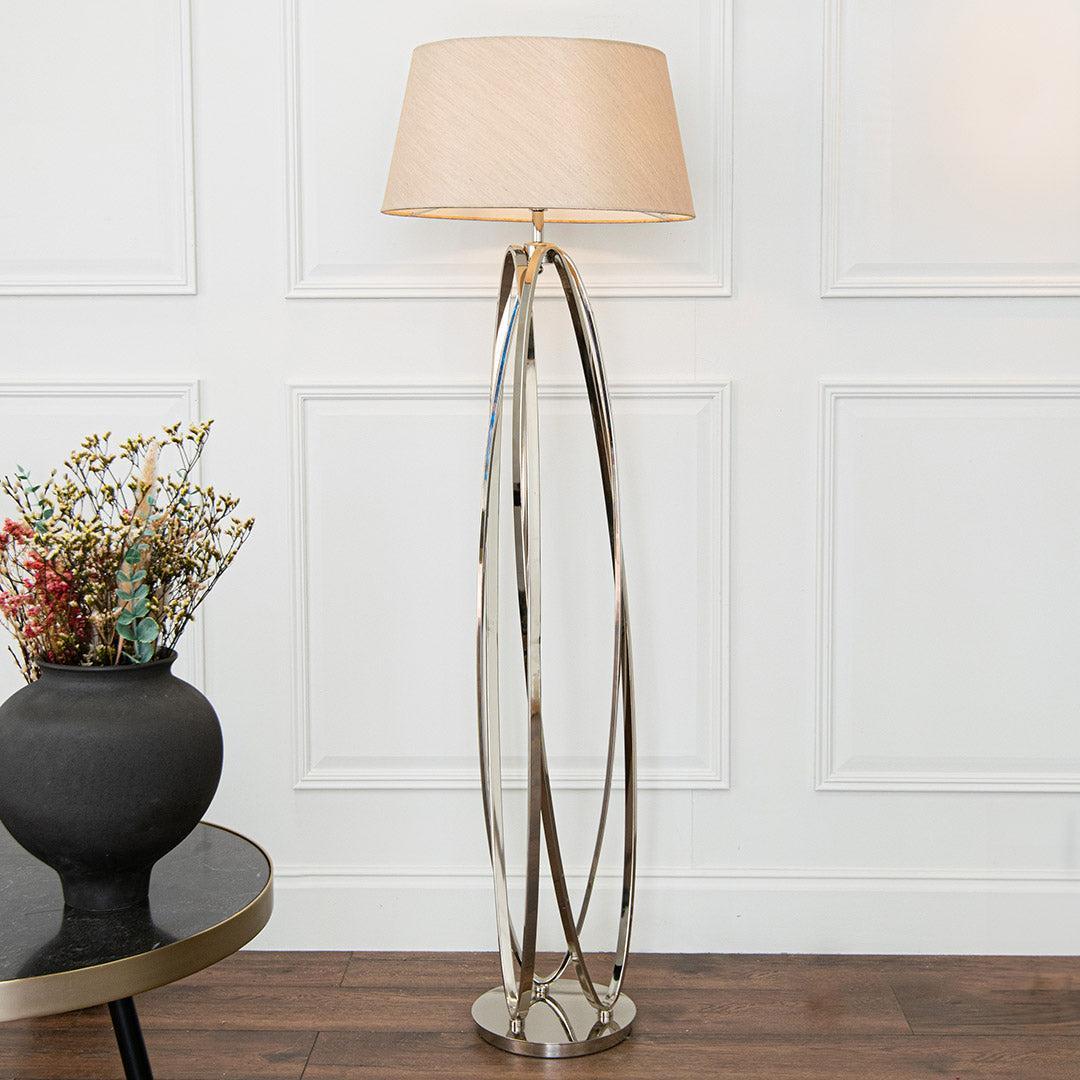 Akira Floor Lamp in polished nickel — front view